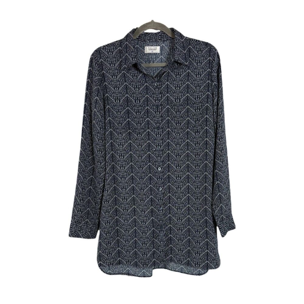 Mott50 UPF Cover Up Tunic Shirt Sun Protective Womens S Blue Geometric Button Up